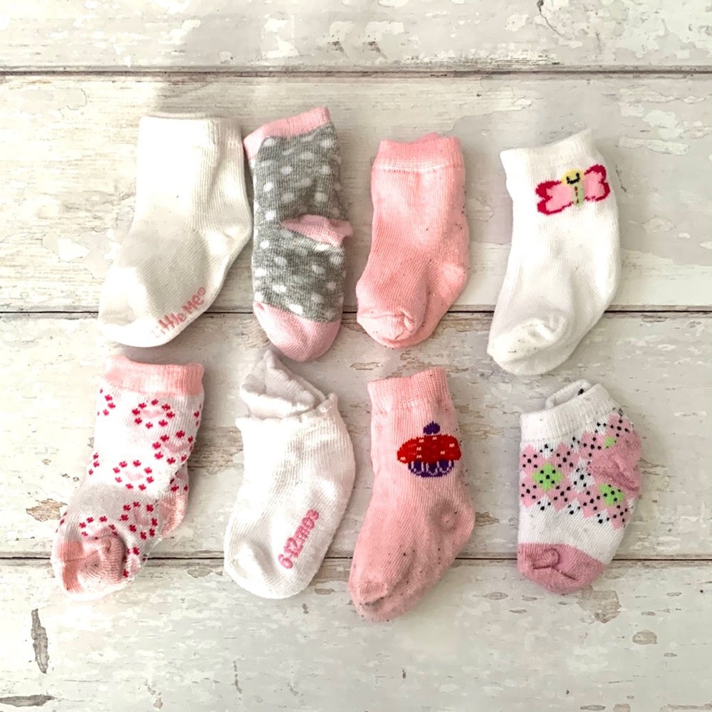 Baby Girl 6-12m Socks Bundle Set of 8 Pink White Assorted Brands